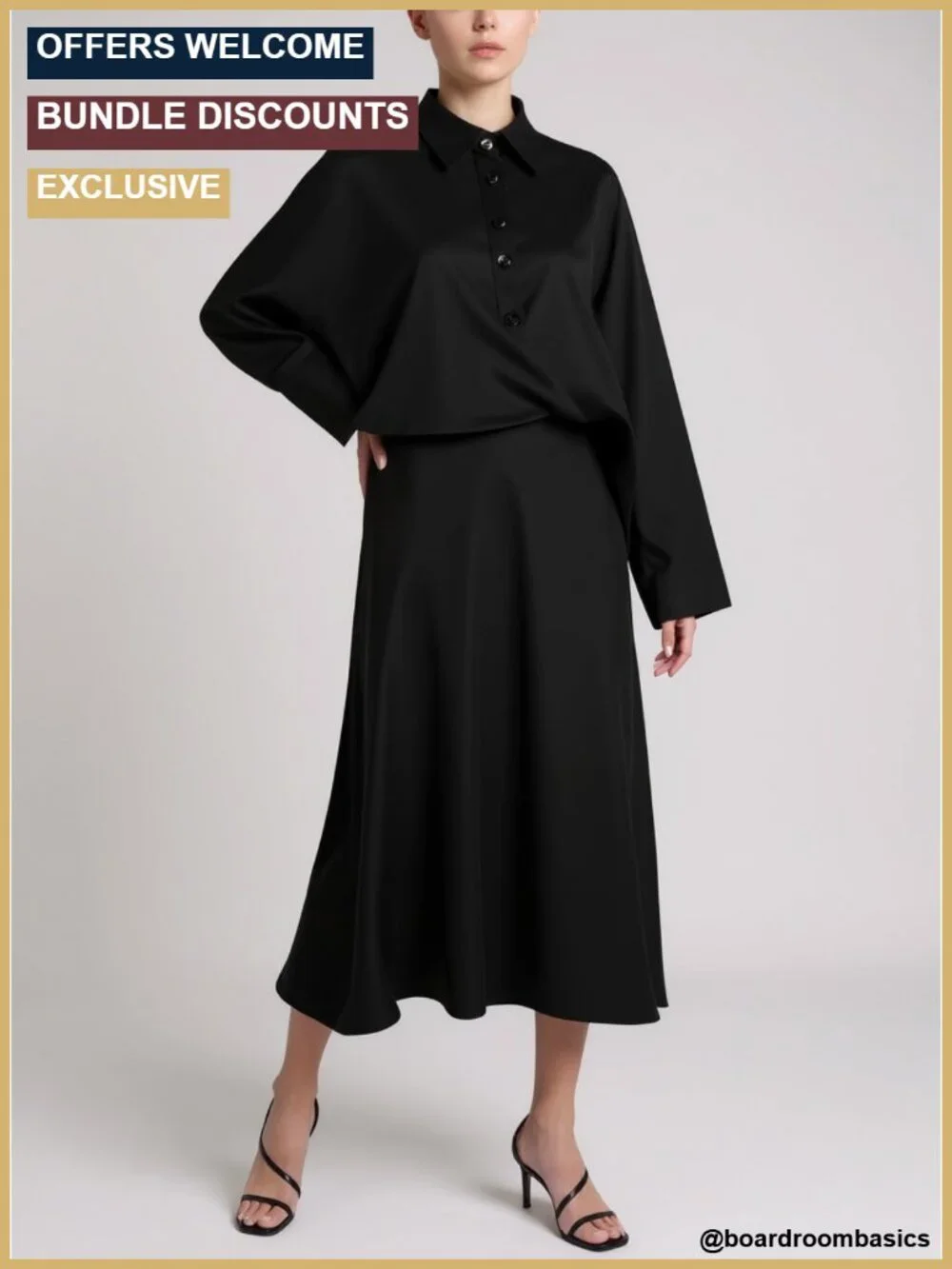 High Waisted Satin Midi Skirt with Zipper Closure for Work